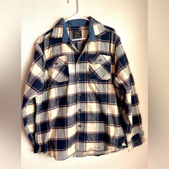 Jachs Heritage Flannel Mens Shirt in Blue and Cream size L - Picture 1 of 7